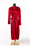 Elegant Satin Wrap Midi Dress